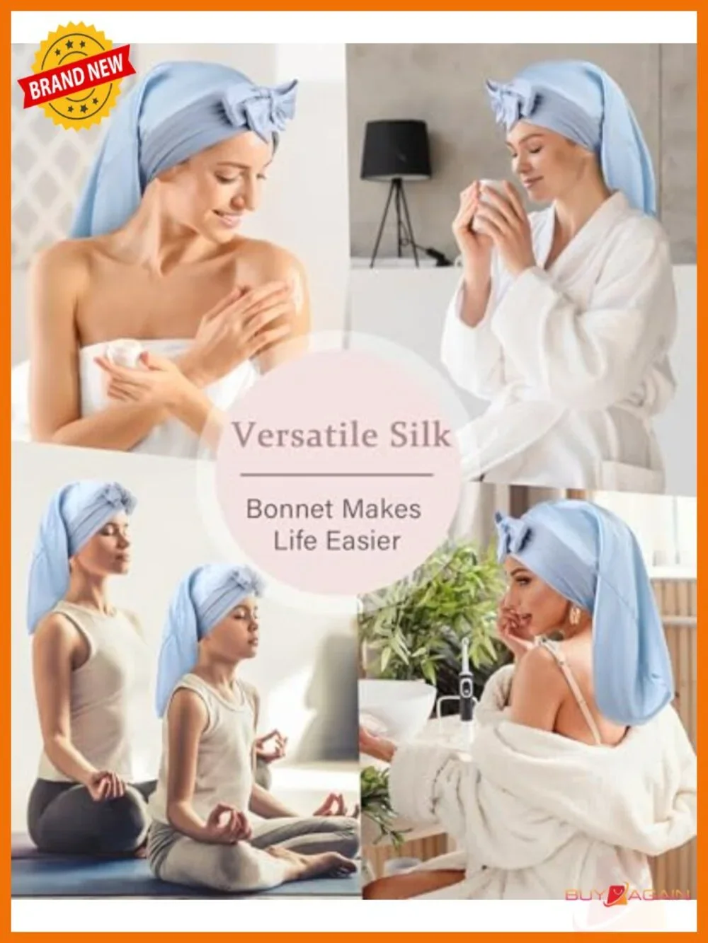 100% Mulberry Silk Hair Bonnet for Sleeping Adjustable Long Hair Wrap